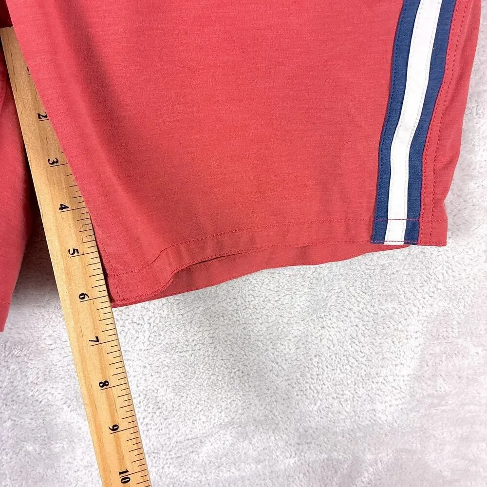 Faherty Board Shorts Men 34 Coral Pink White Stripe Retro Drawstring Preppy Surf